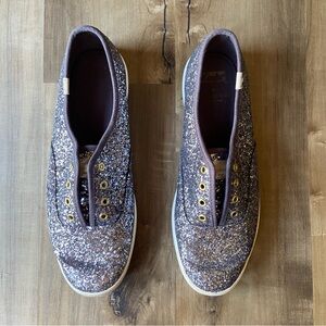 Keds Kate Spade pewter silver glitter Champion sneaker